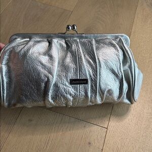 Charles David Metallic Silver Clutch